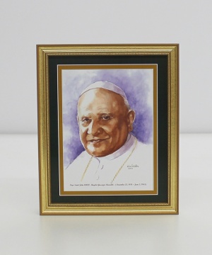 Pope Saint John XXIII   Framed Watercolor Print 8x10