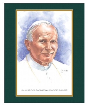 Pope Saint John Paul II Watercolor Print 16x20