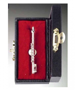 Silver Flute Pin With Case