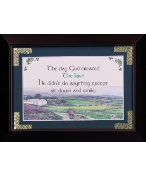 The Day God Created The Irish - 5x7 Blessing - Walnut Landscape Frame