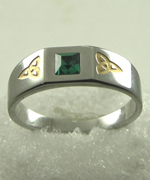 Two Tone Stone Set Trinity Ring